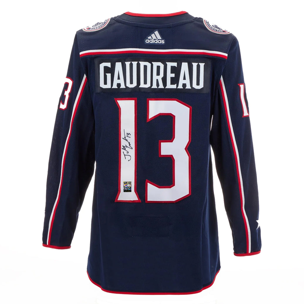 Johnny Gaudreau Signed Columbus Blue Jackets Adidas Pro Home Navy Jersey
