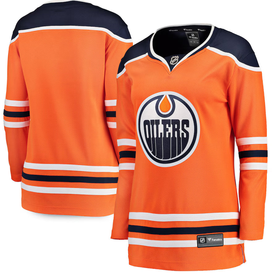 Camiseta de local Fanatics Breakaway de la NHL de los Edmonton Oilers para mujer