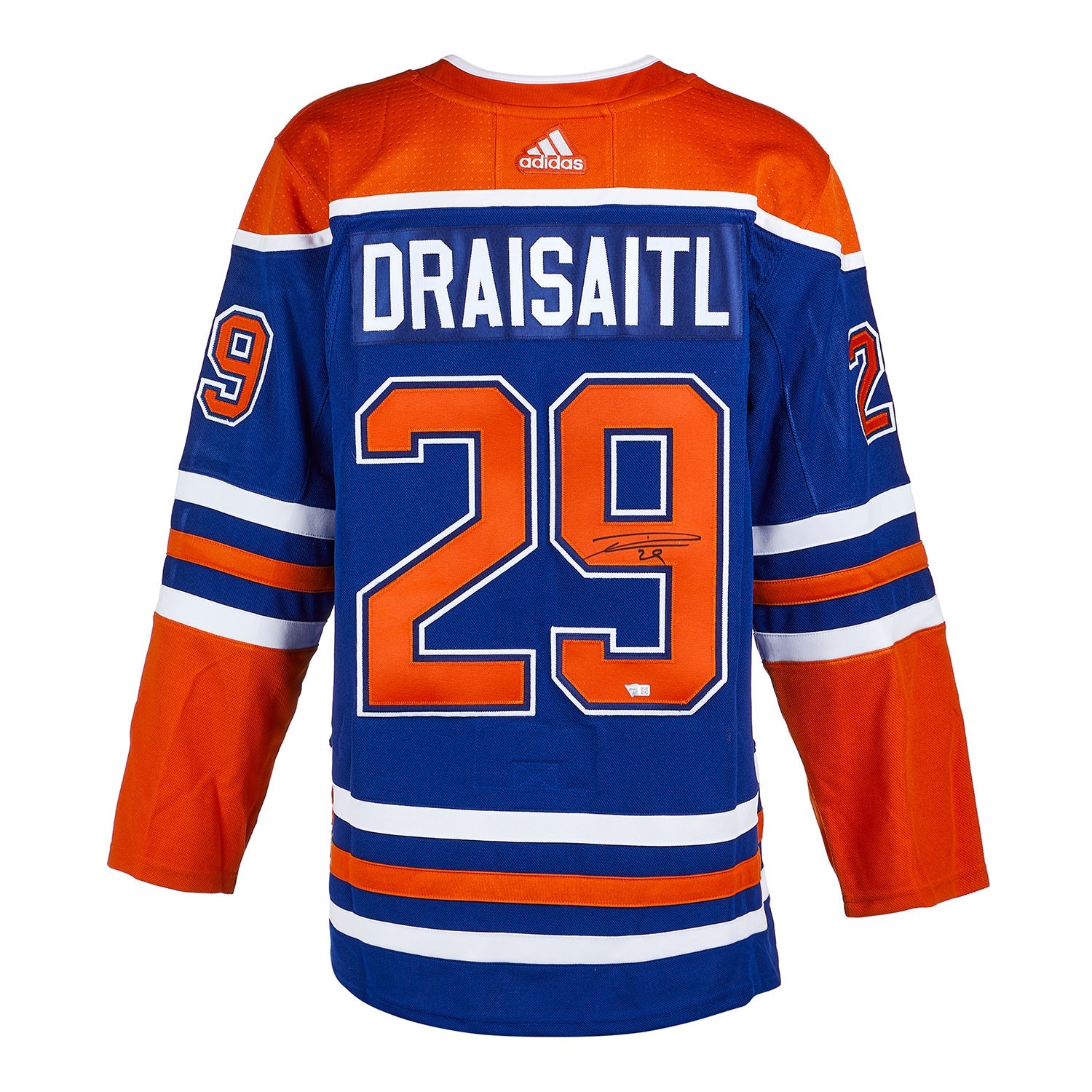 Leon Draisaitl firmó la camiseta adidas Pro Home Royal de los Edmonton Oilers