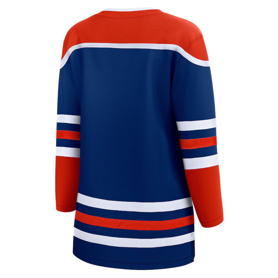 Camiseta de local de Fanatics Breakaway de la NHL de los Edmonton Oilers para mujer