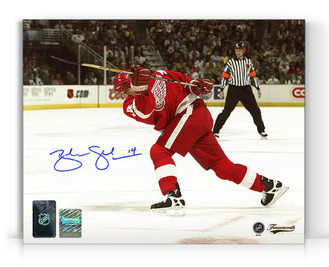 Brendan Shanahan a signé la photo 8X10 du 500e but des Red Wings de Détroit