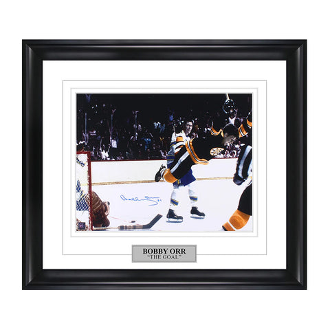 Photo signée par Bobby Orr « The Goal » de la LNH des Bruins de Boston 16 x 20