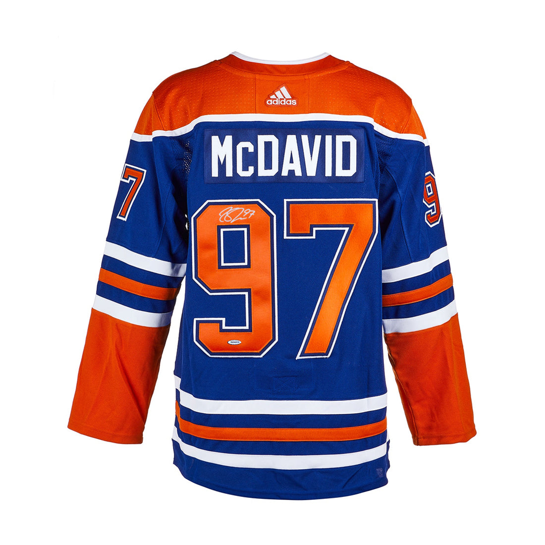 Connor McDavid a signé le maillot Pro Domicile Adidas des Oilers d'Edmonton
