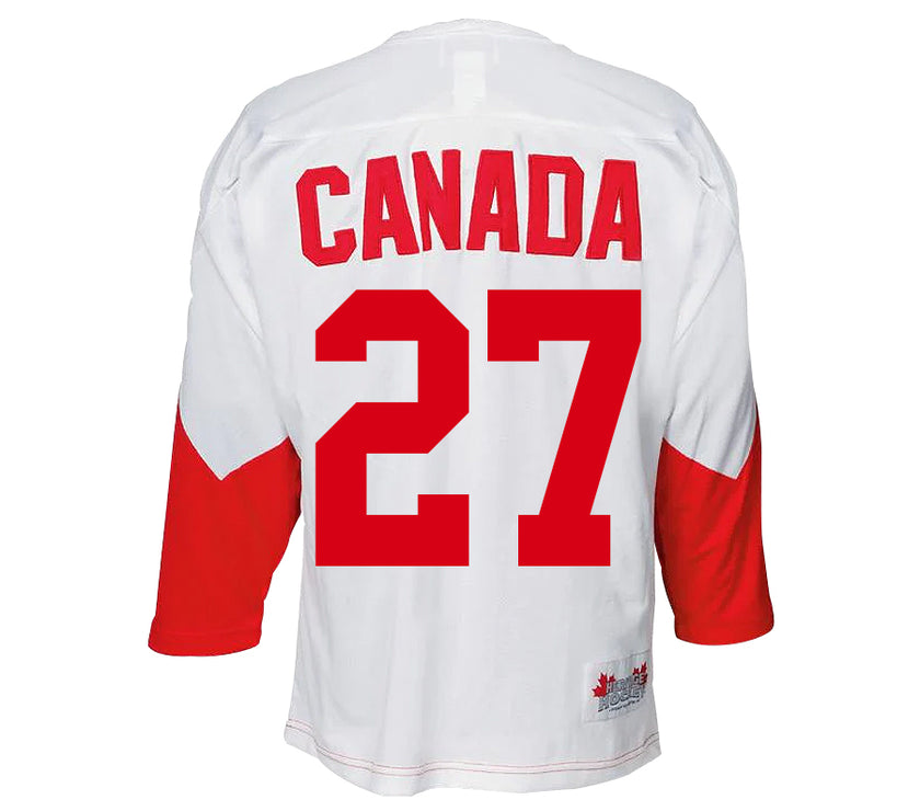 Camiseta de visitante del equipo de Canadá 1972, color blanco