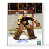 Photo signée par Gerry Cheevers du gardien de but des Bruins de Boston 8 x 10