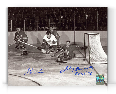 Johnny Bower & Gordie Howe Signed Original Six Legends 8X10 Photo