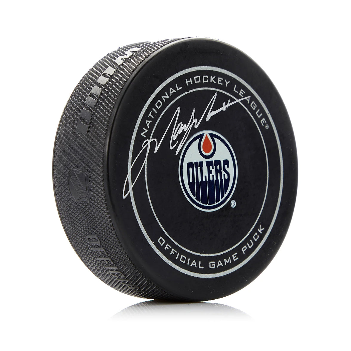 Disco de juego oficial de los Edmonton Oilers firmado por Mark Messier