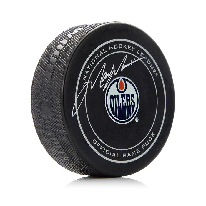 Disco de juego oficial de los Edmonton Oilers firmado por Mark Messier