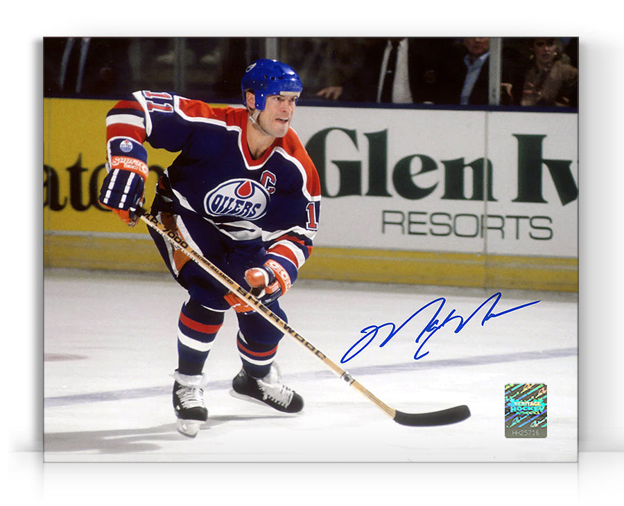 Mark Messier a signé une photo d'action des Oilers d'Edmonton 8 x 10