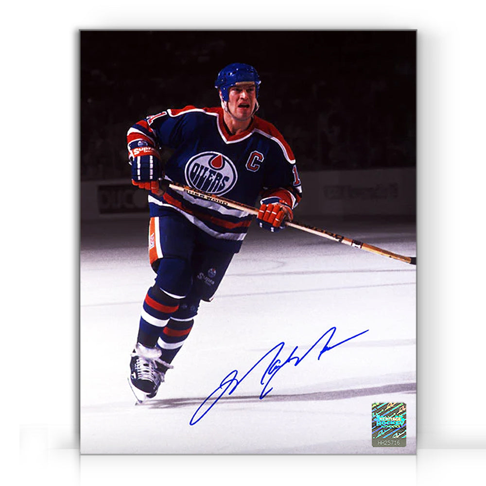 Mark Messier a signé la photo du capitaine Spotlight des Oilers d'Edmonton 8 x 10