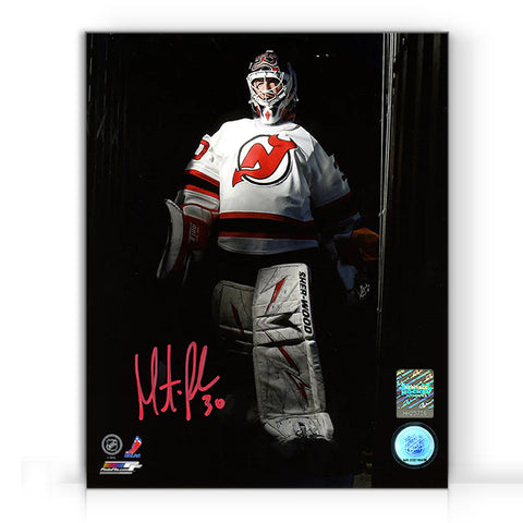 Photo 8 x 10 signée par Martin Brodeur du tunnel des Devils du New Jersey