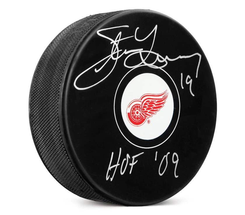 Steve Yzerman Signed Detroit Red Wings Puck with HOF Note