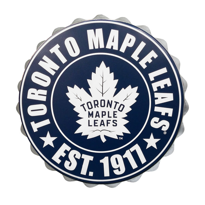 Logotipo de pared con tapas de botellas de la NHL de Toronto Maple Leafs