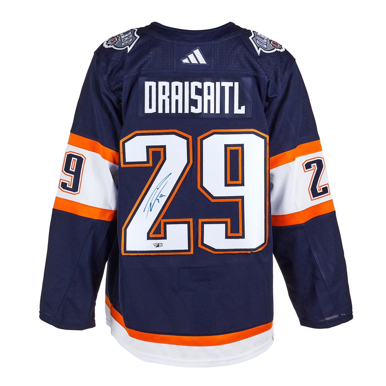 Leon Draisaitl firmó la camiseta adidas Pro Home Royal de los Edmonton Oilers