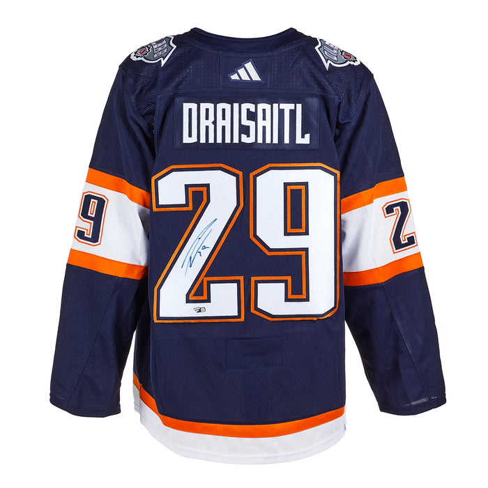 Leon Draisaitl firmó la camiseta adidas Pro Home Royal de los Edmonton Oilers