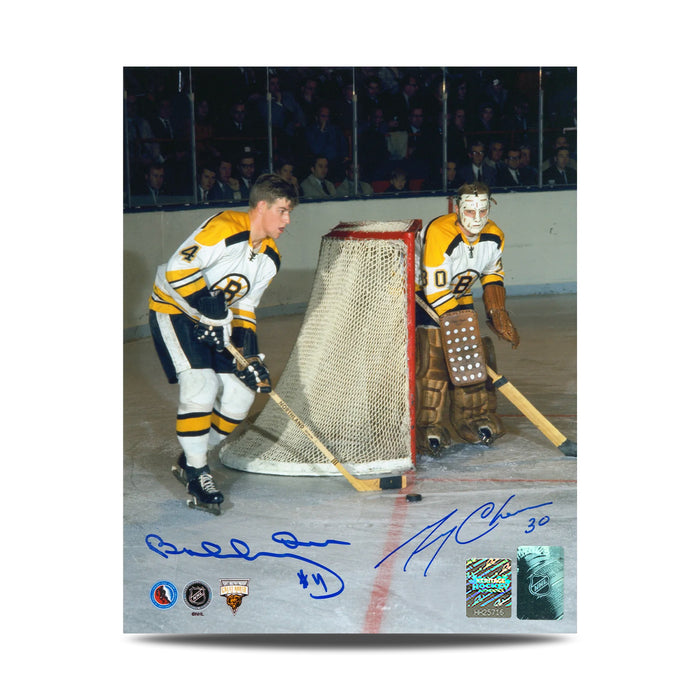 Bobby Orr & Gerry Cheevers Dual Signed Boston Bruins Legends 8X10 Photo - Heritage Hockey™