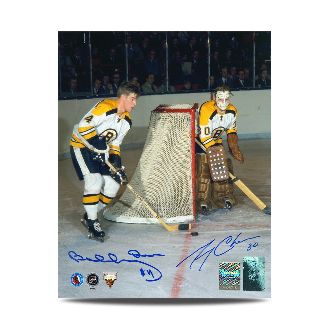 Fotografía de leyendas de los Boston Bruins de 8 x 10 firmada por Bobby Orr y Gerry Cheevers