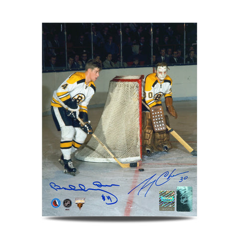 Bobby Orr & Gerry Cheevers Dual Signed Boston Bruins Legends 8X10 Photo