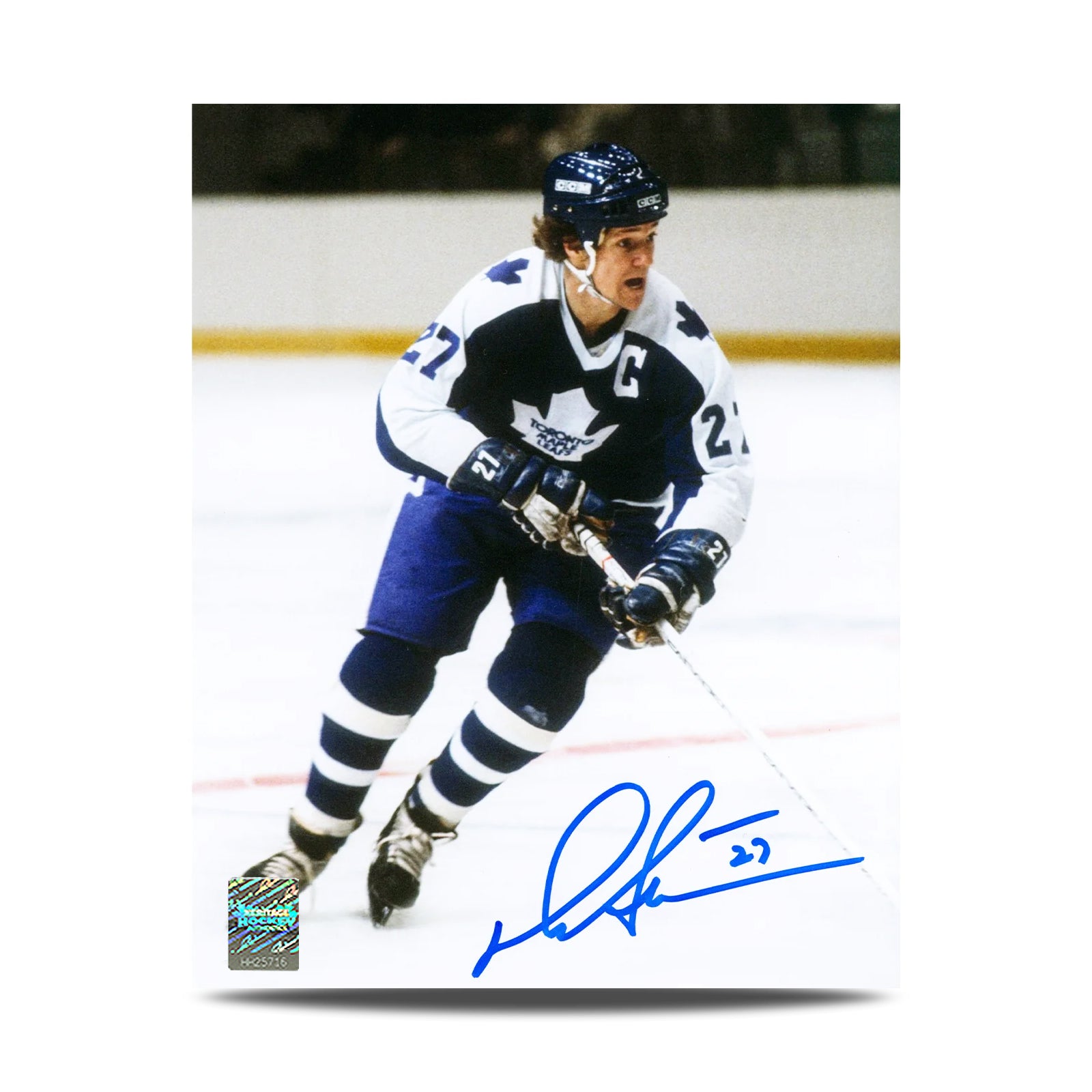 Fotografía de 8 x 10 firmada por Darryl Sittler, capitán de los Toronto Maple Leafs