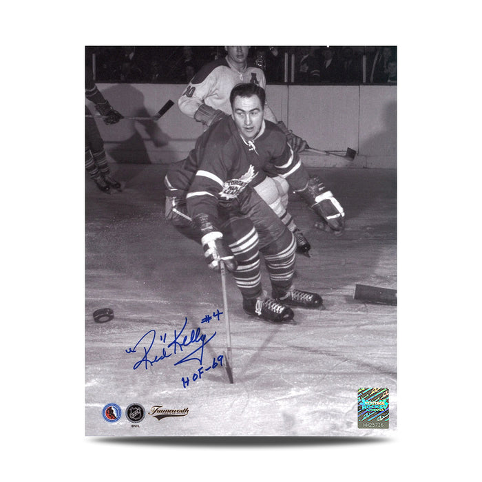 Fotografía vintage de acción de 8 x 10 de los Toronto Maple Leafs firmada por Red Kelly