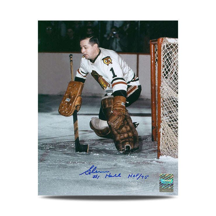 Photo signée par Gerry Cheevers du gardien de but des Bruins de Boston 8 x 10