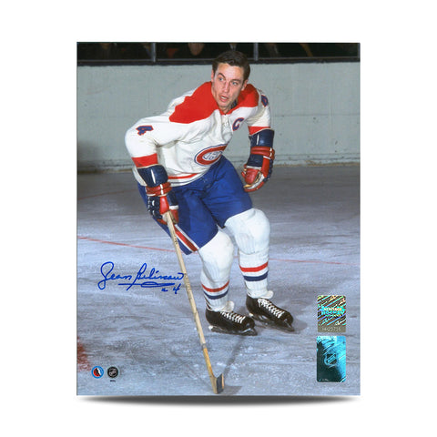 Jean Beliveau Signed Montreal Canadiens Original Six Action 8X10 Photo