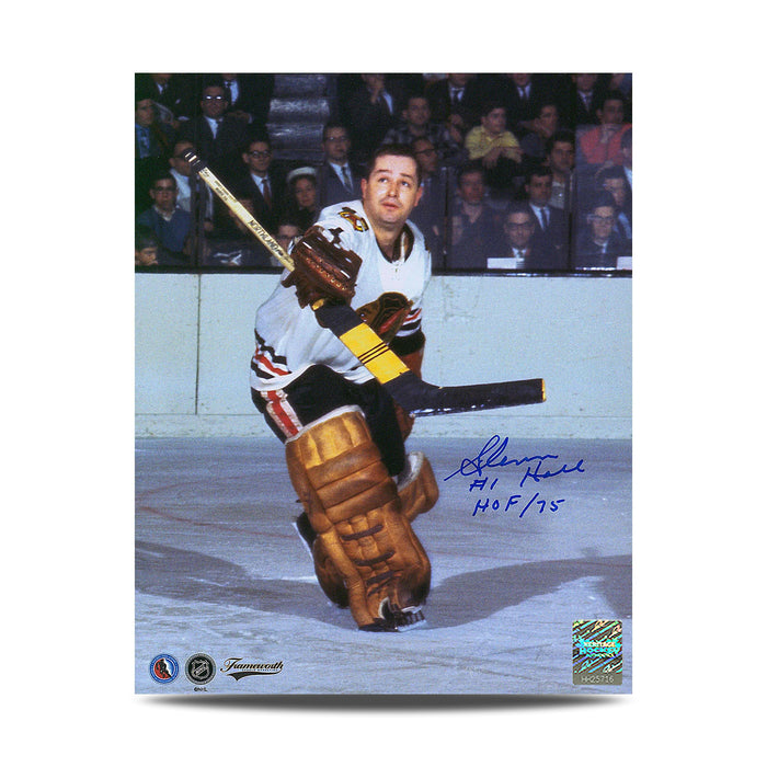 Photo signée par Gerry Cheevers du gardien de but des Bruins de Boston 8 x 10
