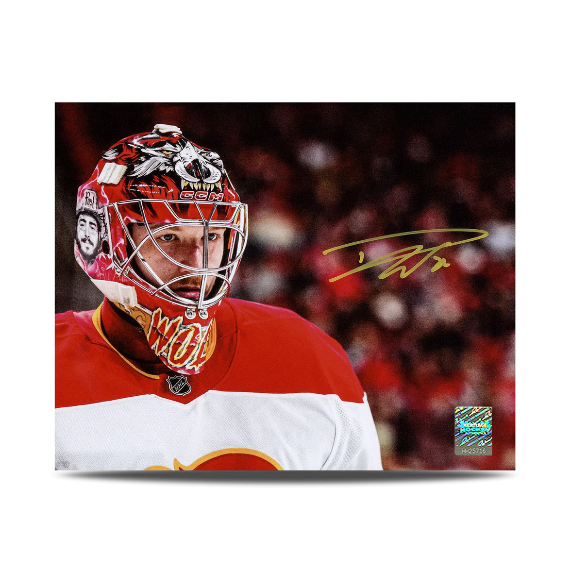 Dustin Wolf Signed Calgary Flames Goalie Mask Profile 8X10 Photo