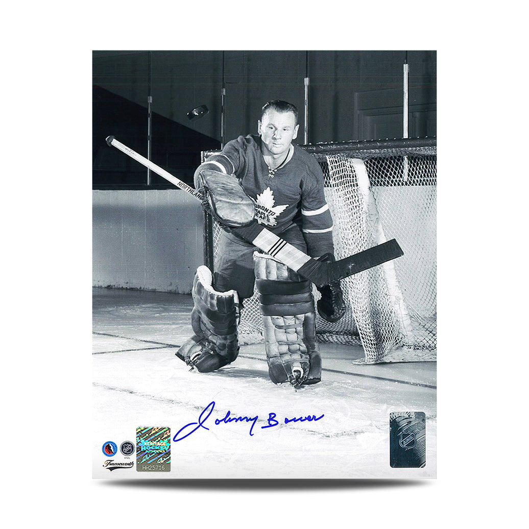 Foto de Johnny Bower firmada en formato 8x10 de Toronto Maple Leafs Action Save