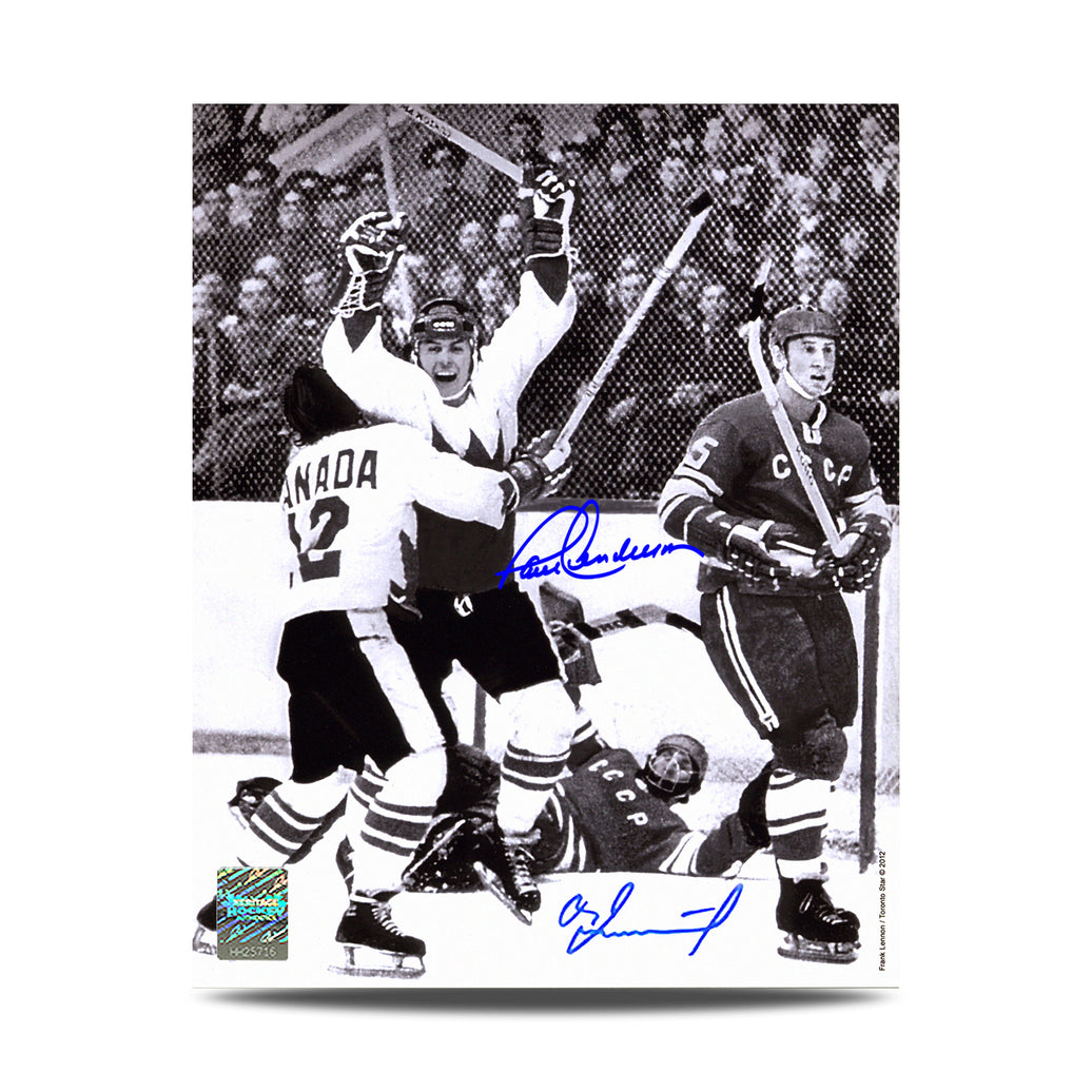 Paul Henderson & Vladimir Tretiak Dual Signed 1972 Summit Series Goal of the Century 8X10 Photo - Heritage Hockey™