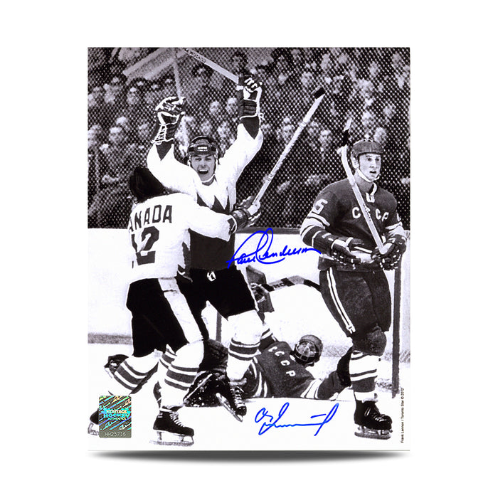 Paul Henderson & Vladimir Tretiak Dual Signed 1972 Summit Series Goal of the Century 8X10 Photo - Heritage Hockey™