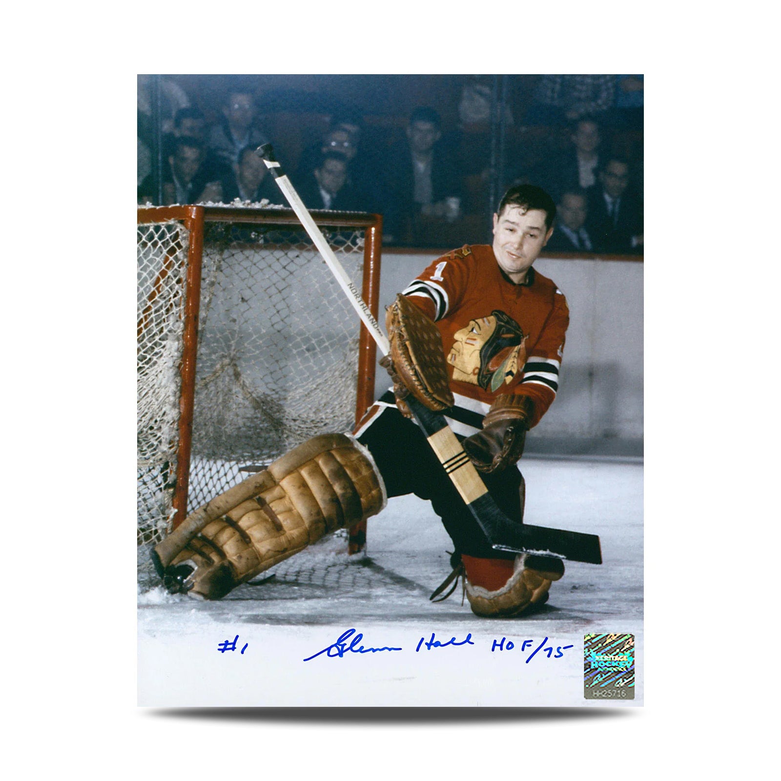 Photo signée par Gerry Cheevers du gardien de but des Bruins de Boston 8 x 10