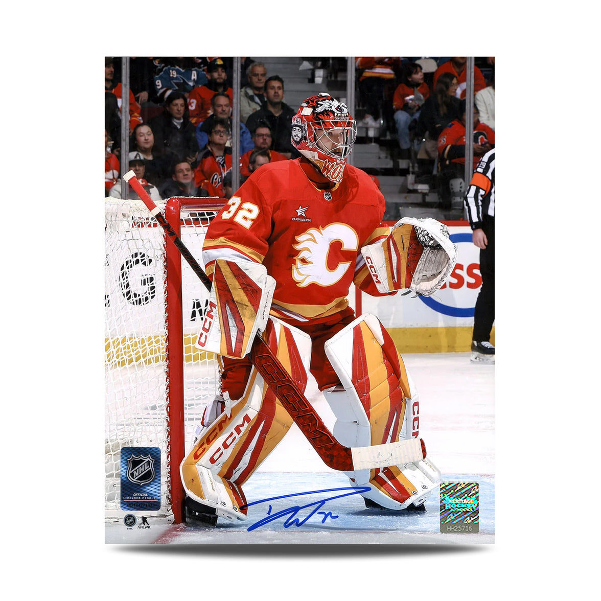 Dustin Wolf Signed Calgary Flames Goalie 8X10 Photo
