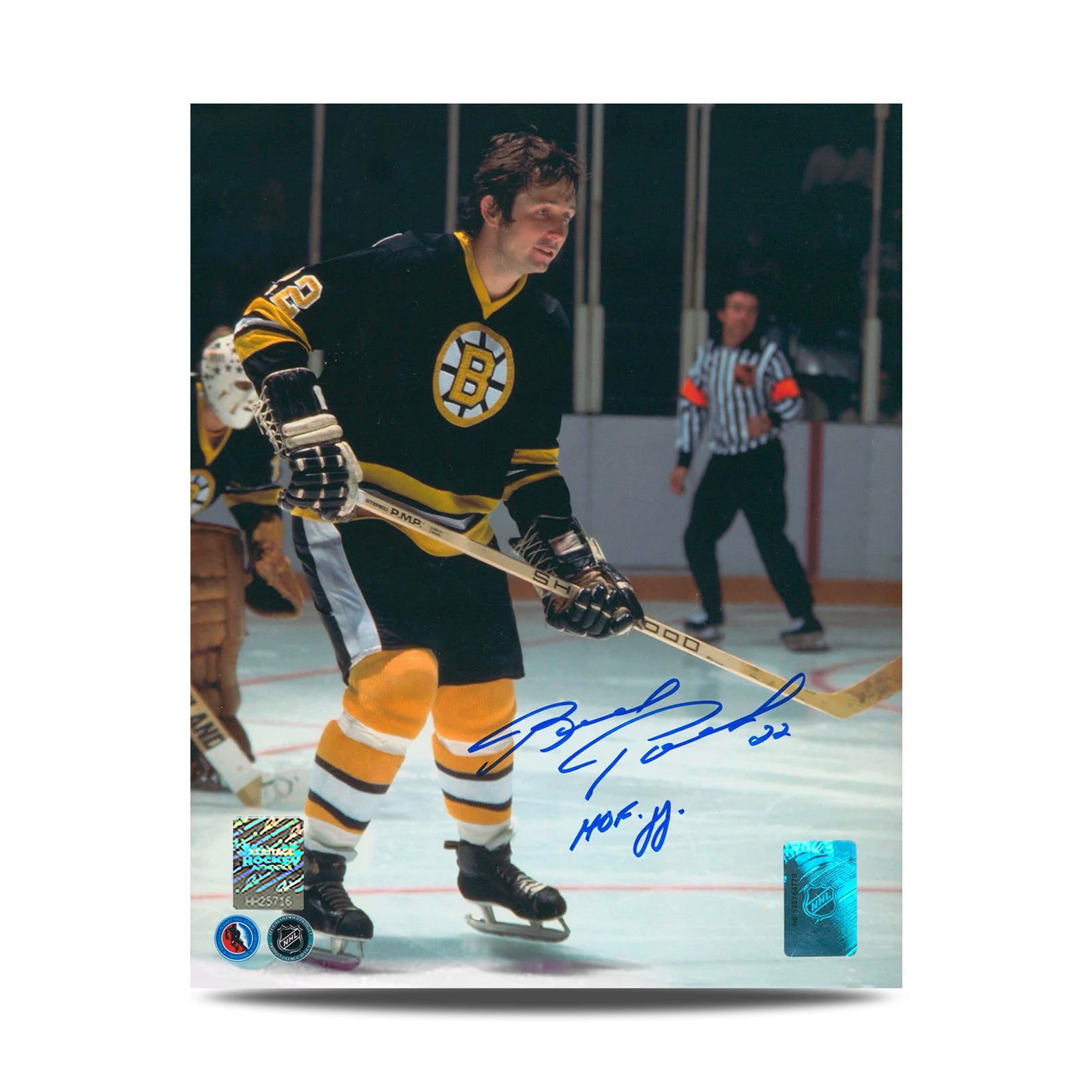 Fotografía de 8 x 10 firmada por Gerry Cheevers, portero de los Boston Bruins
