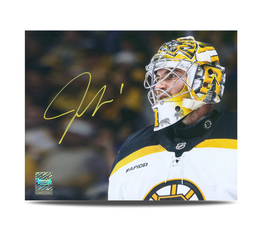 Jeremy Swayman Signed Boston Bruins Goalie Mask Profile 8X10 Photo