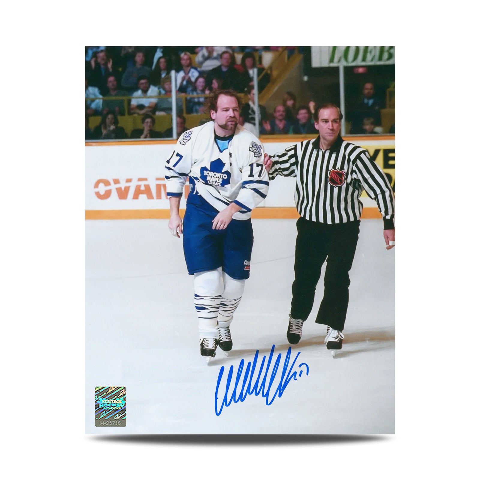 Fotografía de 8 x 10 firmada por Wendel Clark, del capitán Crunch de los Toronto Maple Leafs