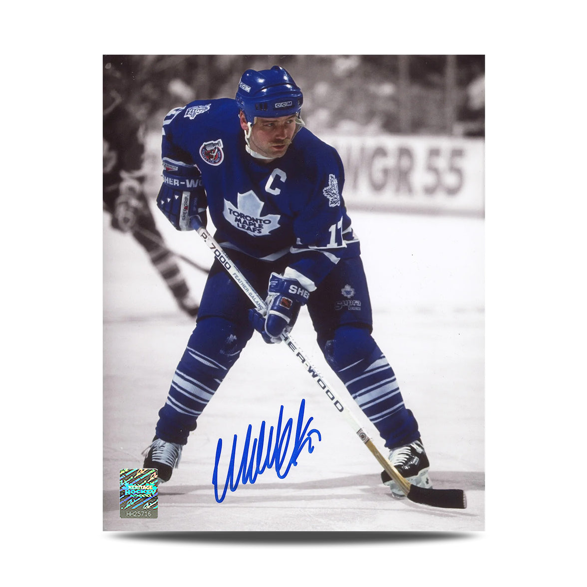 Wendel Clark a signé la photo du capitaine Spotlight des Maple Leafs de Toronto 8 x 10