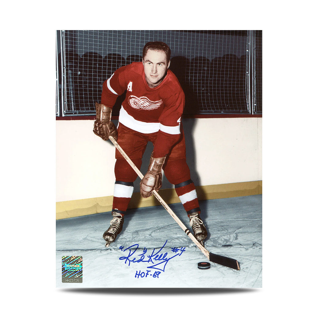 Fotografía original de 8 x 10 de los Detroit Red Wings firmada por Red Kelly