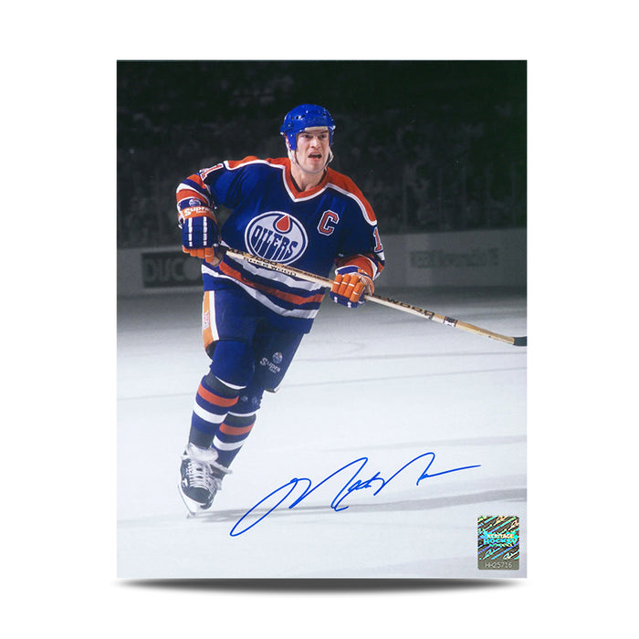 Fotografía de 8 x 10 firmada por Mark Messier como capitán de los Edmonton Oilers