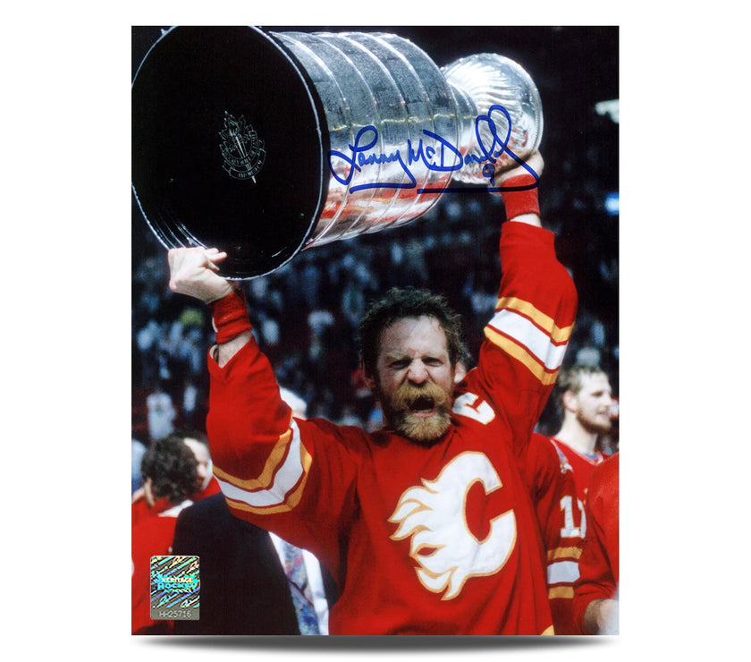 Lanny McDonald Signed Calgary Flames 1989 Stanley Cup Champions 8X10 Photo