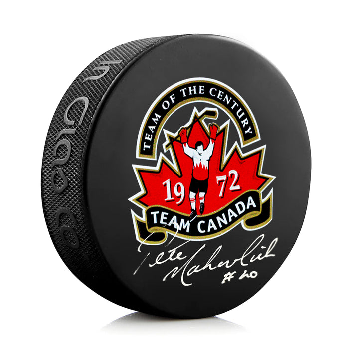 Peter Mahovlich Signed Team Canada 1972 Summit Series Puck - Heritage Hockey™