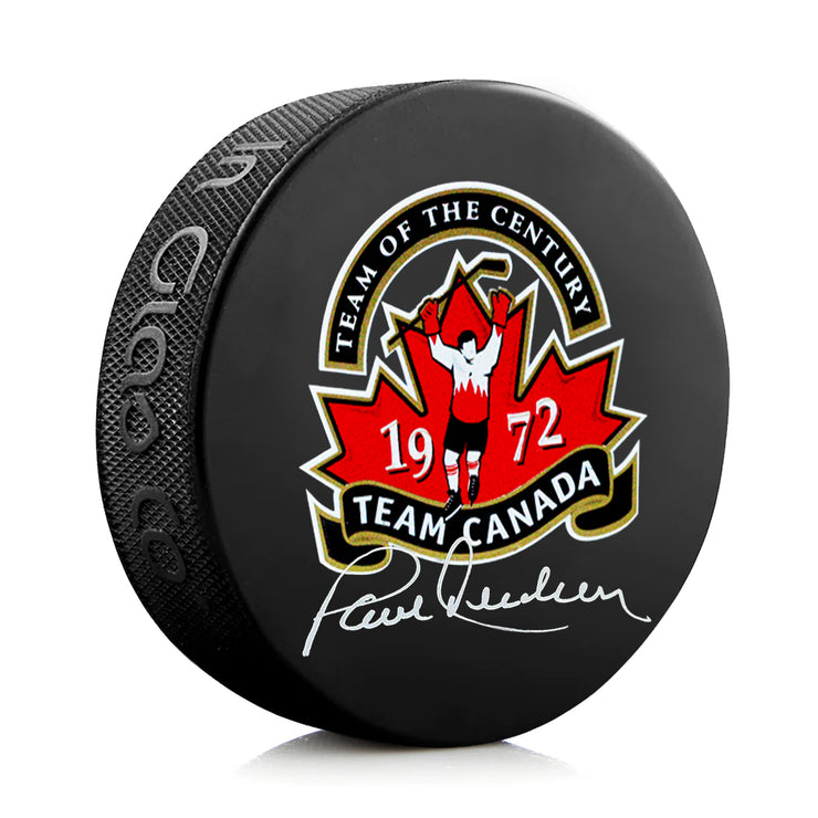 DISCO DE FÚTBOL DEL EQUIPO DE CANADÁ DE 1972 AUTOGRAFIADO POR PAUL HENDERSON