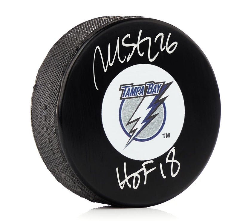 Martin St Louis Signed Tampa Bay Lightning Vintage Puck