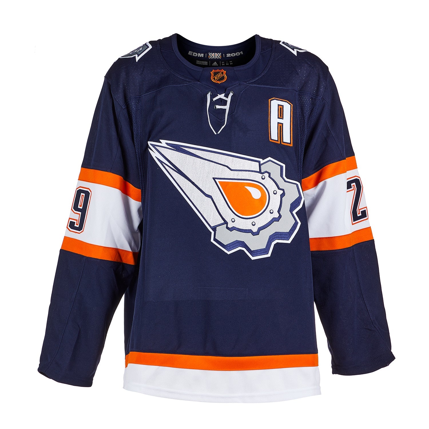 Leon Draisaitl firmó la camiseta adidas Pro Home Royal de los Edmonton Oilers