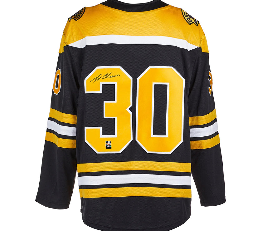 Gerry Cheevers a signé le maillot vintage des Bruins de Boston