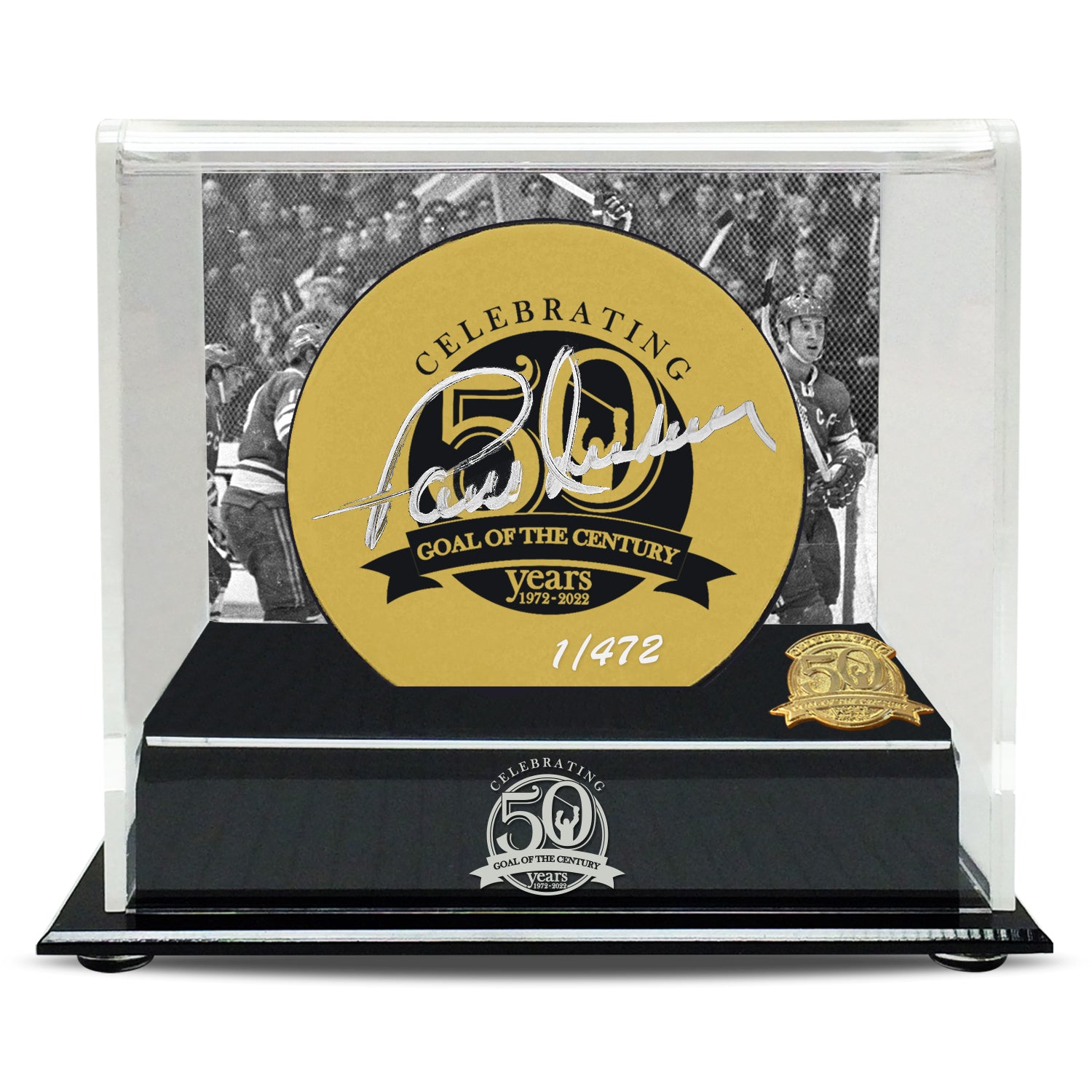 Disco de oro del gol del siglo de edición limitada firmado por Paul Henderson en conmemoración del 50.° aniversario