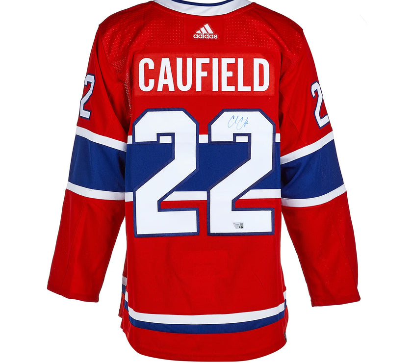Camiseta Adidas Pro Home de los Montreal Canadiens firmada por Cole Caufield