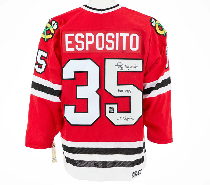 Camiseta firmada por Tony Esposito de los Chicago Blackhawks