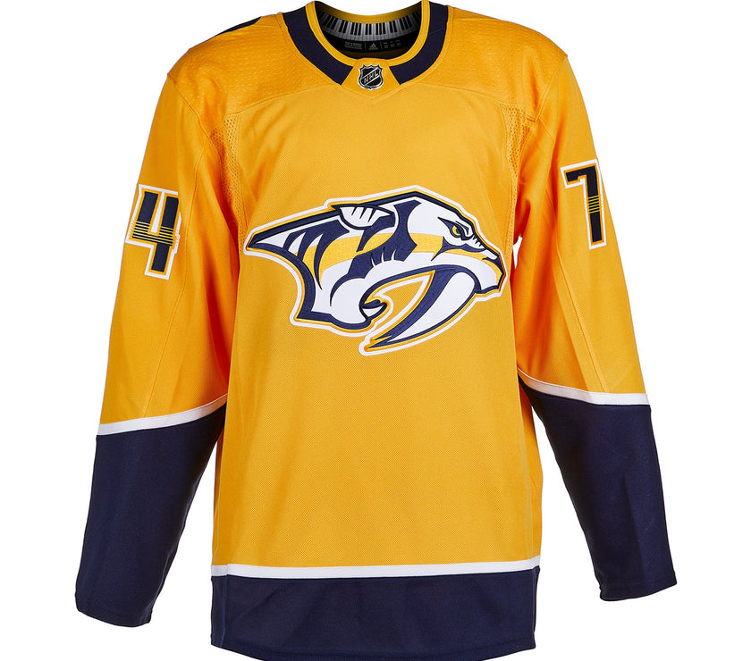 Juuse Saros Signed Nashville Predators Adidas Pro Home Yellow Jersey
