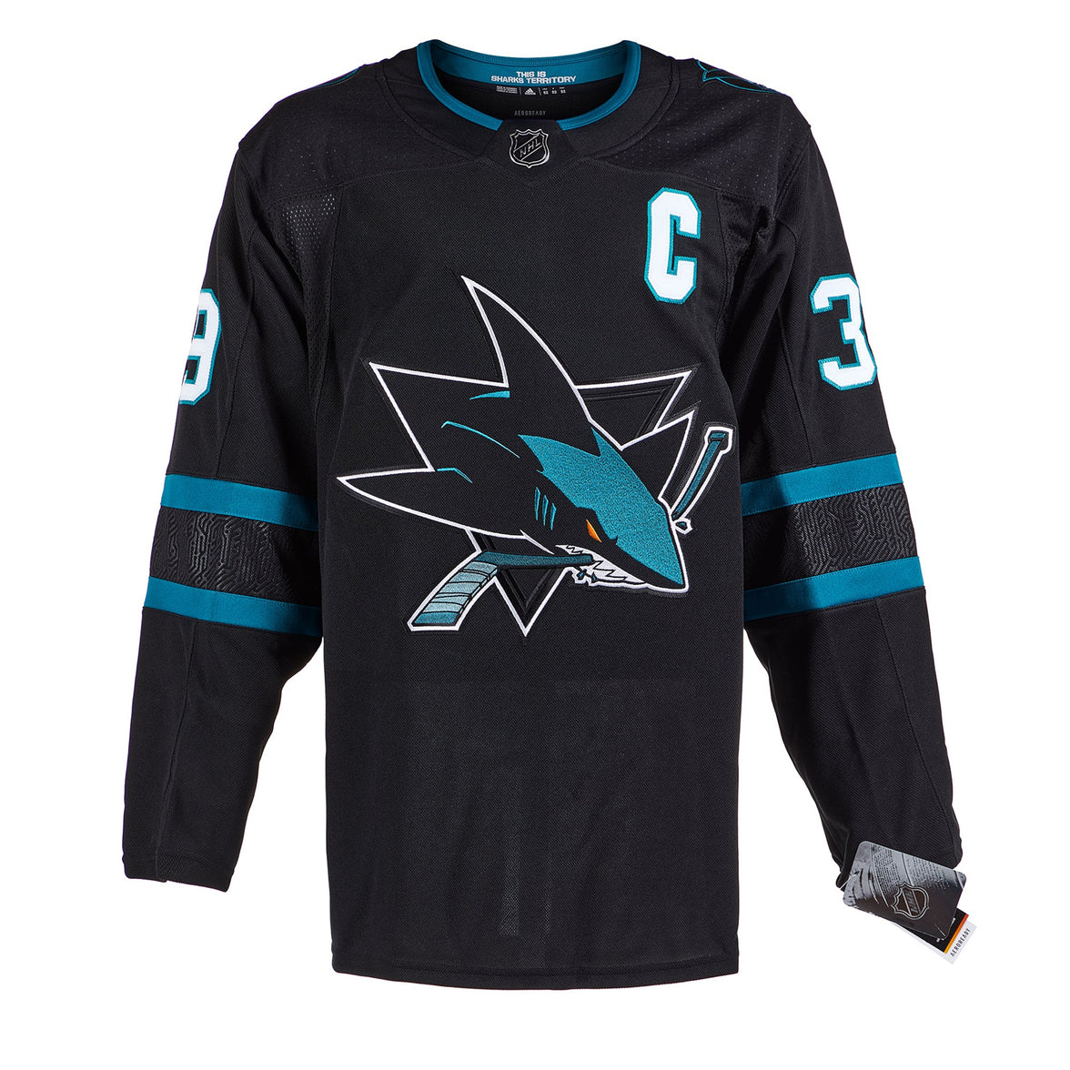 Camiseta alternativa Adidas Pro de los San Jose Sharks firmada por Logan Couture